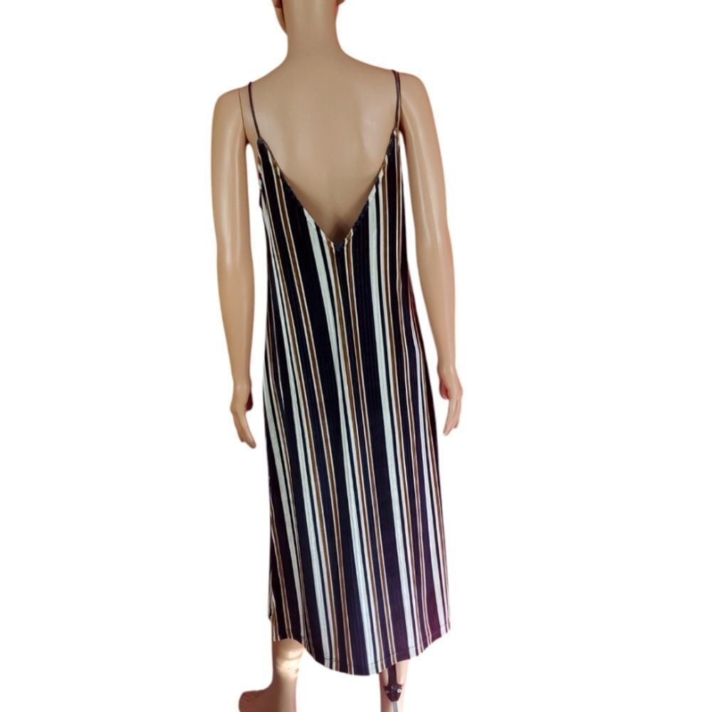 IXIAH Multi-Color Striped Velvet Midi Dress Womens Size 4 - Picture 6 of 8